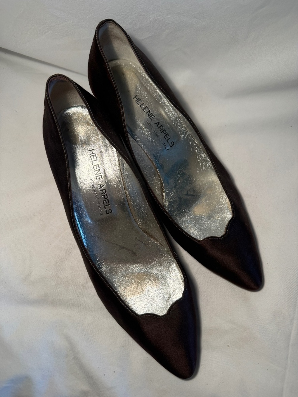 Vintage Helene Arpels Purple Satin Heels Size 38.5